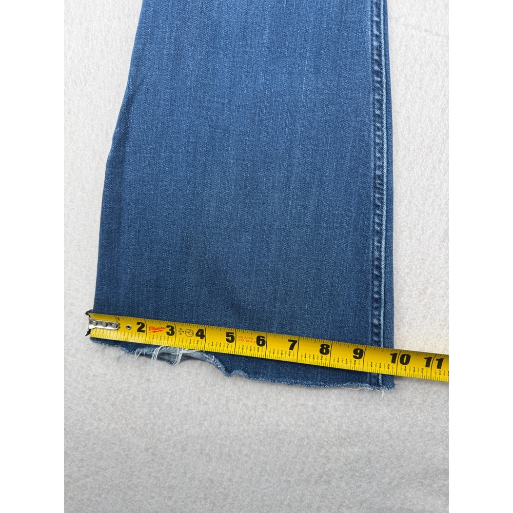 Y2K Hollister High Rise Flare Jeans Blue Raw Hem Side Slit Size 7R (28x30) Boho - Picture 12 of 12